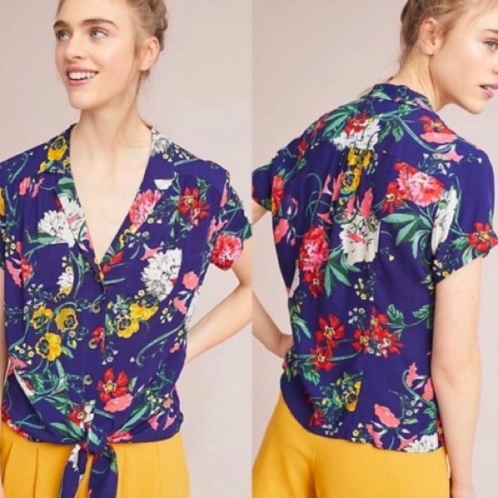 Maeve Floral Front Tie Button Down